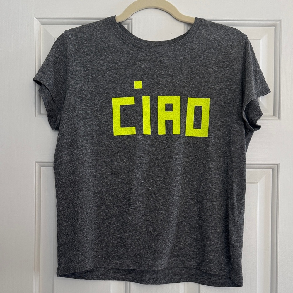 Clare V T-Shirt with Neon Yellow 'CIAO'